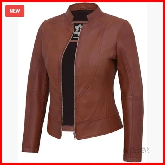 Lambskin Leather Jacket Women's Motorcycle Style Regular Fit